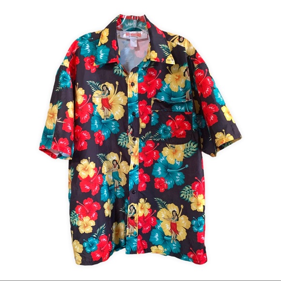 ACE VENTURA Pet Detective Hula Girl Hawaiian Shirt - Picture 1 of 7